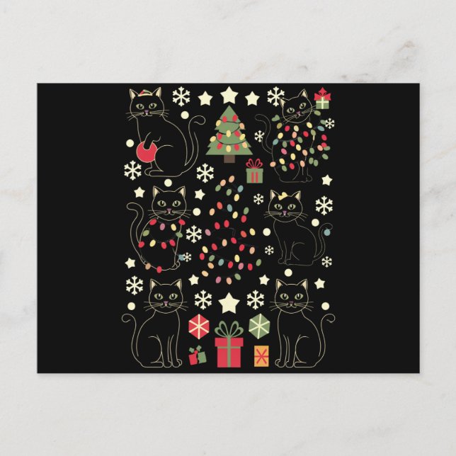 Carte Postale Cadeau Amoureux des chats de Noël pour le propriét (Devant)