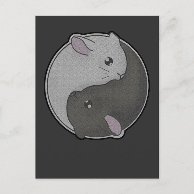 Carte Postale Cadeau Chinchilla Yin Yang Rodent Pet Taoism (Devant)