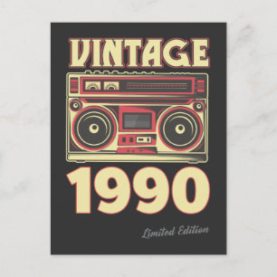 Carte Postale Cadeau classique de 30 ans Cassette Vintage 1990