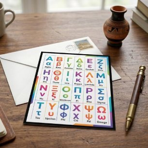 Carte Postale Cadeau d'alphabet grec coloré (majuscules et minus