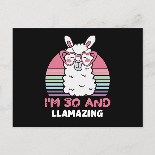 Carte Postale Cadeau D'anniversaire 30 Ans Llamazing 30ème Anniv (Devant)
