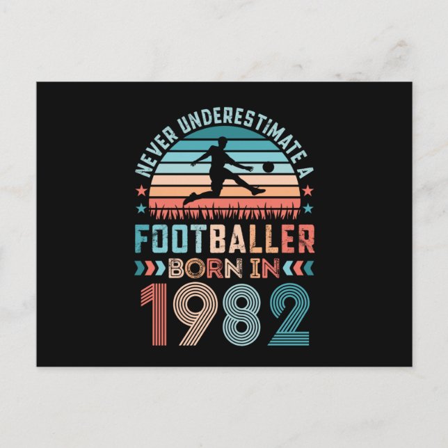 Carte Postale Cadeau d'anniversaire 40 ans Footballeur né en 198 (Devant)