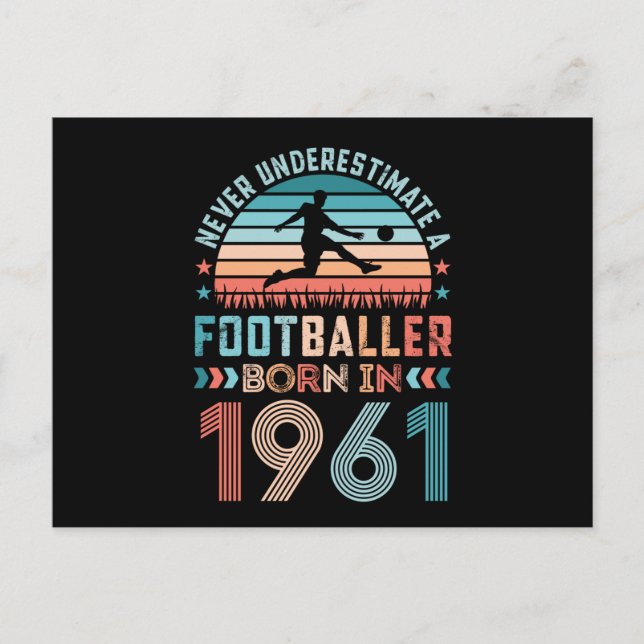 Carte Postale Cadeau d'anniversaire 60 ans Footballeur né en 196 (Devant)