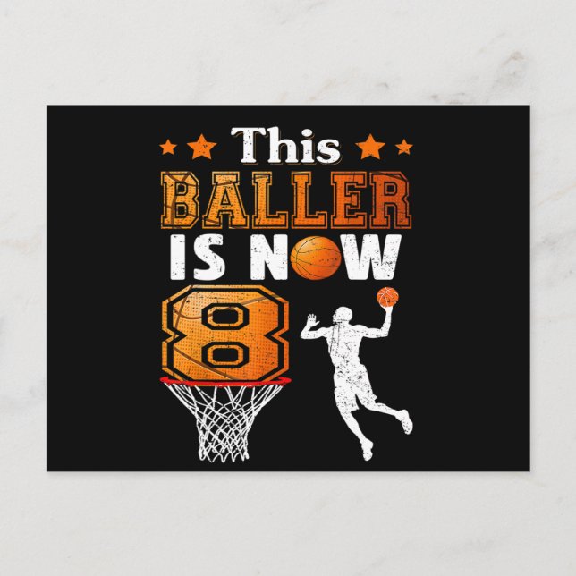 Carte Postale Cadeau d'anniversaire 8 ans Ce basketteur a mainte (Devant)
