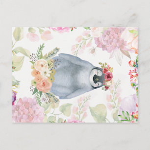 Carte Postale Cadeau d'anniversaire de fille pingouin mignon, Am
