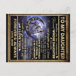 Carte Postale Cadeau d'anniversaire de loup à ma fille, cadeau d