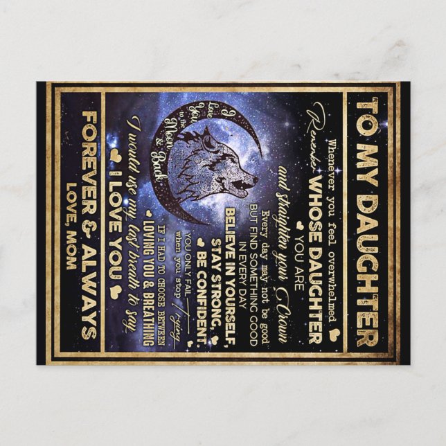 Carte Postale Cadeau d'anniversaire de loup à ma fille, cadeau d (Devant)