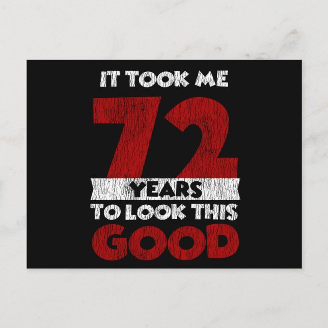 Carte Postale Cadeau d'anniversaire drôle de 72 ans (Devant)
