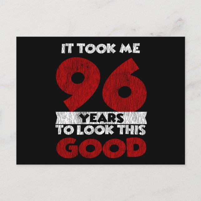 Carte Postale Cadeau d'anniversaire drôle de 96 ans (Devant)