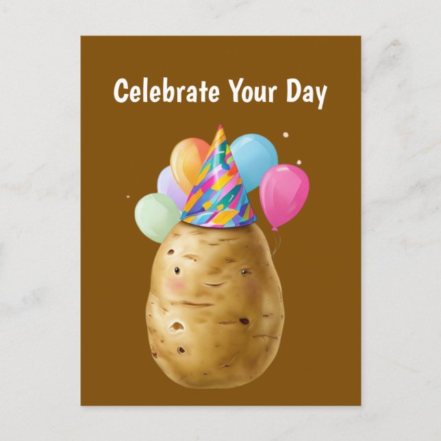 Carte Postale Cadeau d'anniversaire drôle de pomme de terre (Devant)