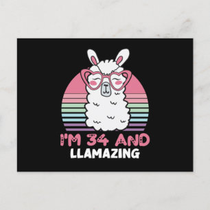 Carte Postale Cadeau D'anniversaire Llamazing 34 Ans 34ème Anniv