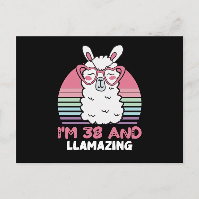 Carte Postale Cadeau D'anniversaire Llamazing 38 Ans 38ème Anniv (Devant)