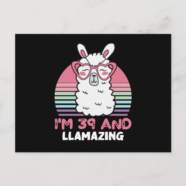 Carte Postale Cadeau d'anniversaire Llamazing 39 ans 39ème anniv (Devant)