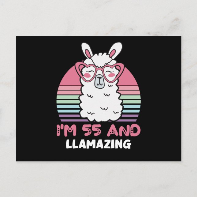 Carte Postale Cadeau d'anniversaire Llamazing 55 ans 55 ans (Devant)
