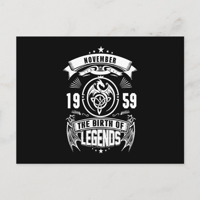 Carte Postale Cadeau d'anniversaire | Novembre 1959 La Naissance (Devant)