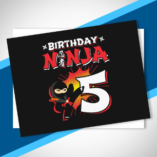 Carte Postale Cadeau d'anniversaire pour enfants Ninja - 5 ans