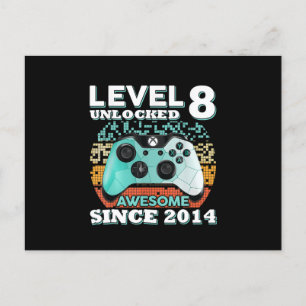 Carte Postale Cadeau d'anniversaire pour garçons 8 ans Niveau 8 