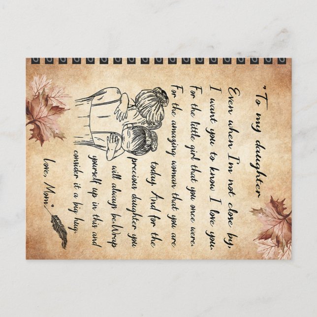 Carte Postale Cadeau d'anniversaire pour ma fille, Cadeau mignon (Devant)