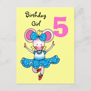 Carte Postale Cadeau de 5e anniversaire pour une fille, ballerin