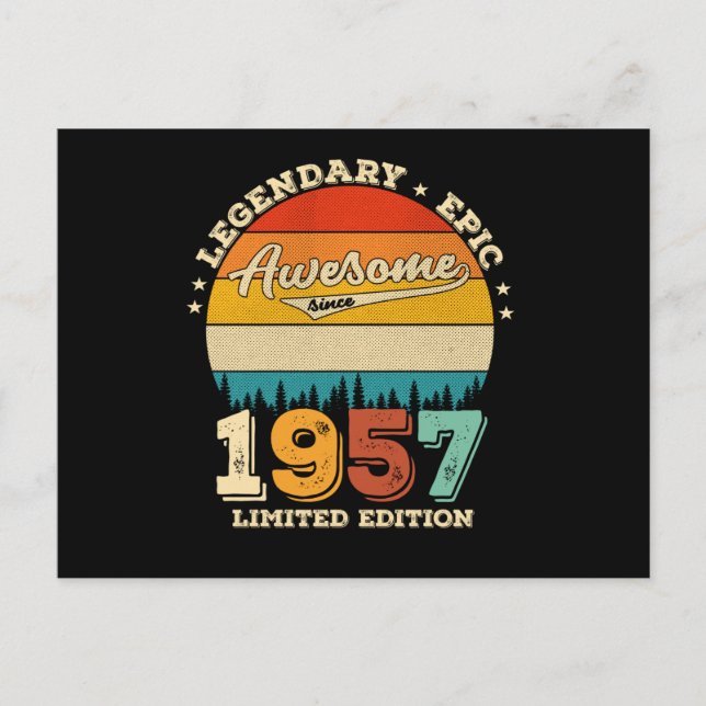 Carte Postale Cadeau de 65e anniversaire Incroyable depuis 1957 (Devant)
