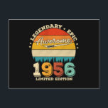 Carte Postale Cadeau de 66e anniversaire formidable depuis 1956<br><div class="desc">Conception d'anniversaire pour quiconque dont l'horoscope dit difficile et obstiné Mais totalement valable. Portez-le avec fierté au travail,  à l'école,  au gymnase,  parfait pour aller avec un short,  des leggings ou un jean pour un look décontracté mais tendance</div>