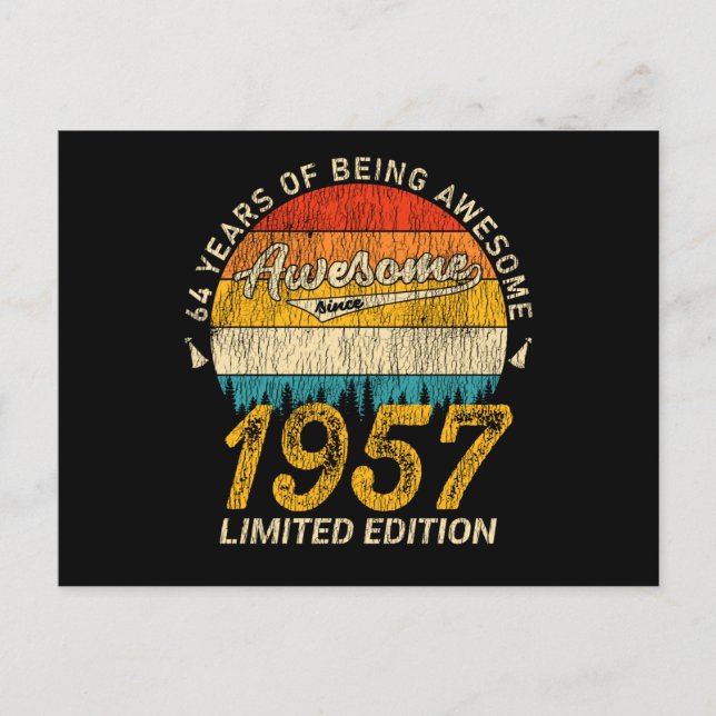Carte Postale Cadeau de 68 ans 1957 Rétro Incroyable Anniversair (Devant)