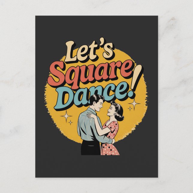 Carte Postale Cadeau de danse carrée rétro  (Devant)