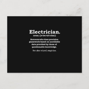 Carte Postale Cadeau de définition d'électricien drôle diplômé