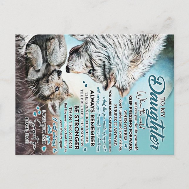 Carte Postale Cadeau de famille de lion à ma fille, anniversaire (Devant)