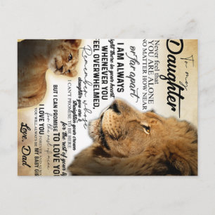 Carte Postale Cadeau de famille lion à ma fille, anniversaire de