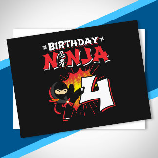 Carte Postale Cadeau de fête d'anniversaire pour enfants Ninja -