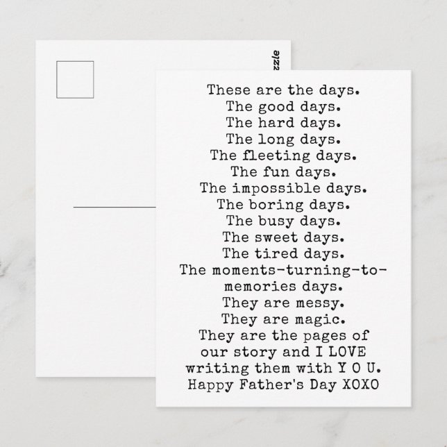 Carte Postale Cadeau de Fête des Pères (Devant / Derrière)