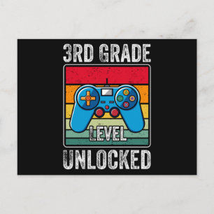 Carte Postale Cadeau de jeu vidéo rétro niveau 3e débloqué