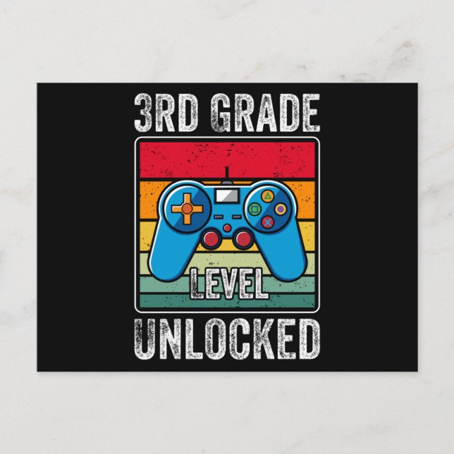 Carte Postale Cadeau de jeu vidéo rétro niveau 3e débloqué (Devant)