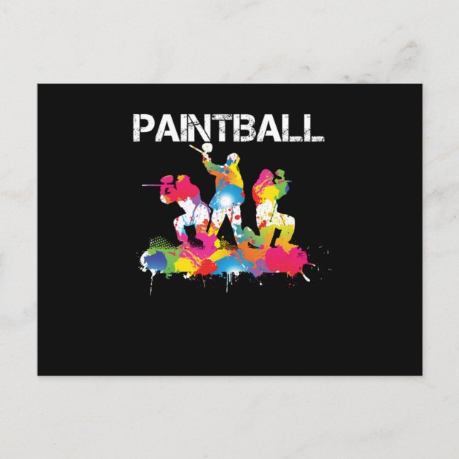 Carte Postale Cadeau de joueur de paintball de couleur Paintball (Devant)