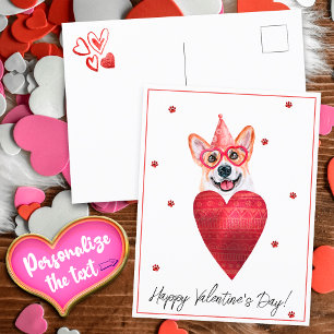 Carte Postale Cadeau de la Saint-Valentin Corgi Chien
