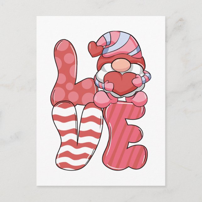 Carte Postale Cadeau de la Saint-Valentin | Gnome de l'AMOUR (Devant)