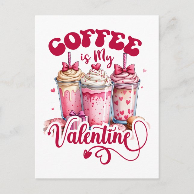 Carte Postale Cadeau de la Saint-Valentin | Le café est mon Vale (Devant)