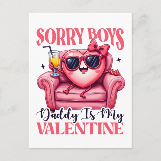 Carte Postale Cadeau de la Saint-Valentin | Papa est mon Valenti (Devant)