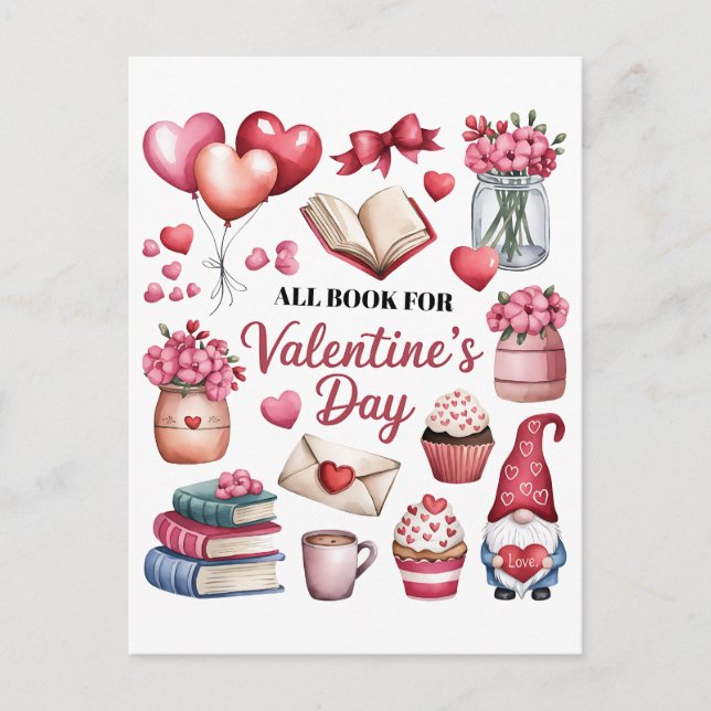 Carte Postale Cadeau de la Saint-Valentin Tout livre pour la Sai (Devant)