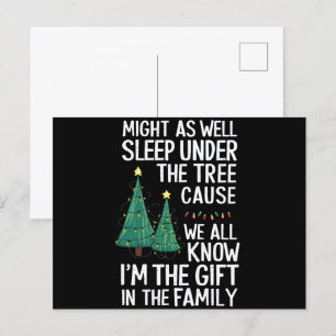 Carte Postale Cadeau de Noël autant dormir sous l'arbre