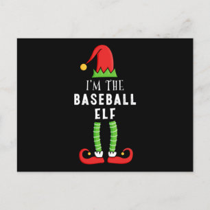 Carte Postale Cadeau de Noël Elf de baseball Famille jumelée