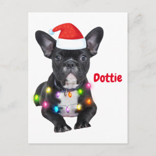 Carte Postale cadeau de noël frenchies pour les amoureux de boul
