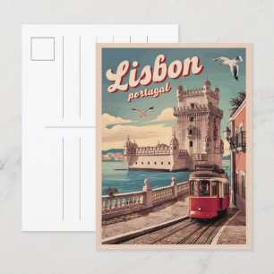 Carte Postale cadeau de tramway vintage lisbon portugal