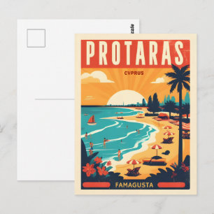 Carte Postale cadeau de vacances vintage Protaras chypre sur la