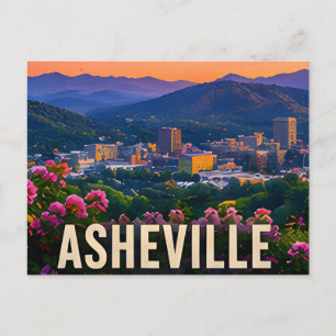Carte Postale Cadeau de voyage à Asheville Caroline du Nord Mont