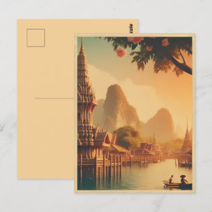 Carte Postale Cadeau de voyage à Bangkok ville vintage Thaïlande