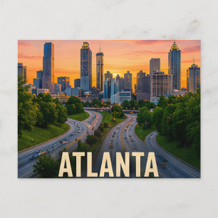 Carte Postale Cadeau de voyage d'Atlanta Géorgie Golden Hour