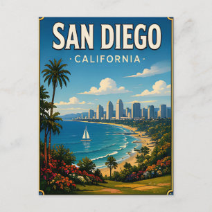 Carte Postale Cadeau de voyage de San Diego Harbour et de la sky