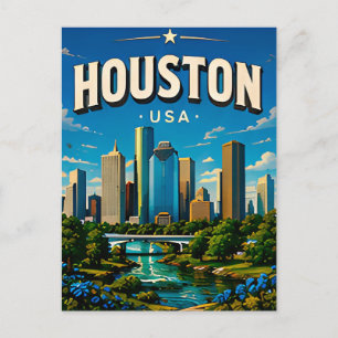 Carte Postale Cadeau de voyage sur la skyline de Houston Downtow